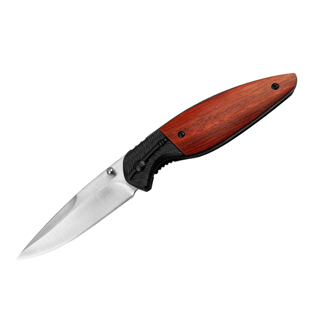 Cuchillo plegable EDC ligero en asa de madera