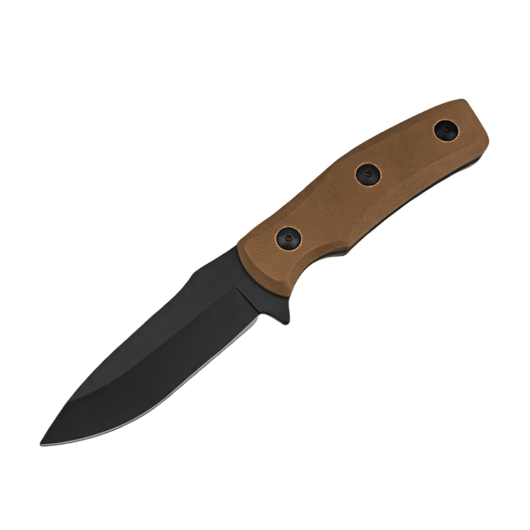 Mal&yacute; nůž s pevnou čepel&iacute; EDC s hnědou rukojet&iacute; G10