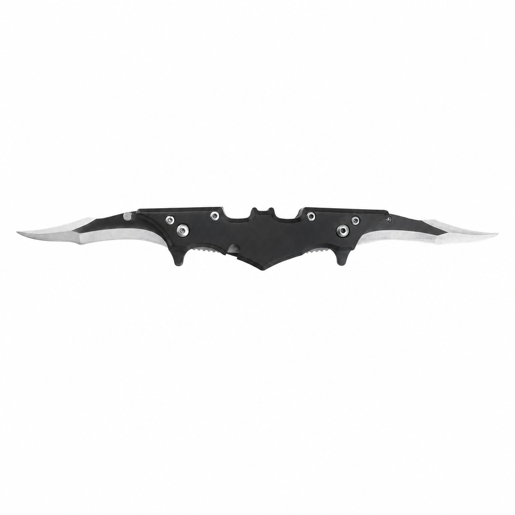 Svega Couteau pliant &agrave; double lame de style chauve-souris – Lame en acier inoxydable 420, manche &agrave; ailes en aluminium, couteau de poche tactique pour EDC et survie